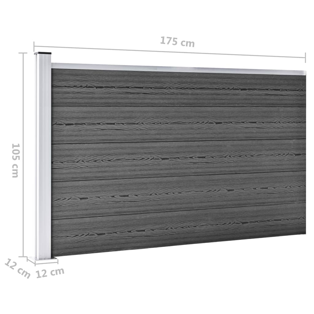 vidaXL Zestaw ogrodzeniowy z WPC, 699 x 105 cm, czarny