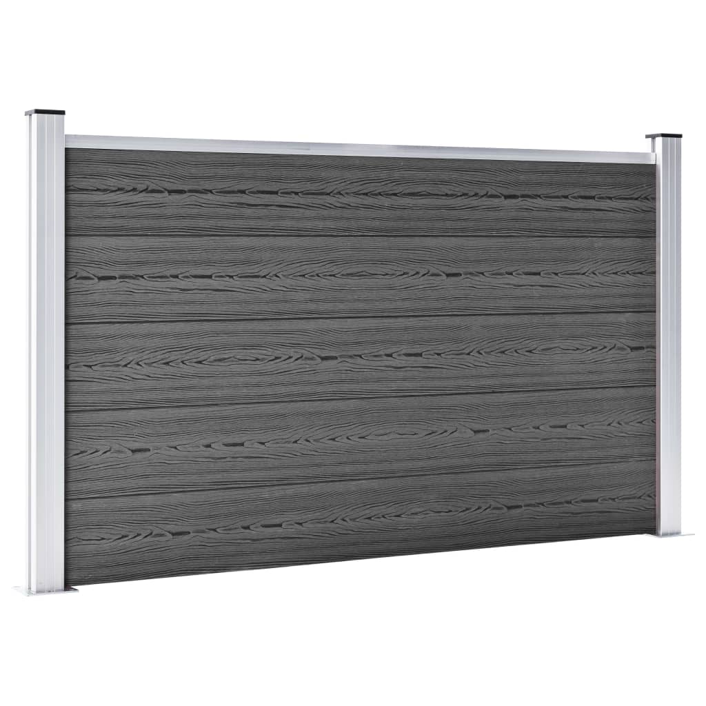 vidaXL Zestaw ogrodzeniowy z WPC, 699 x 105 cm, czarny