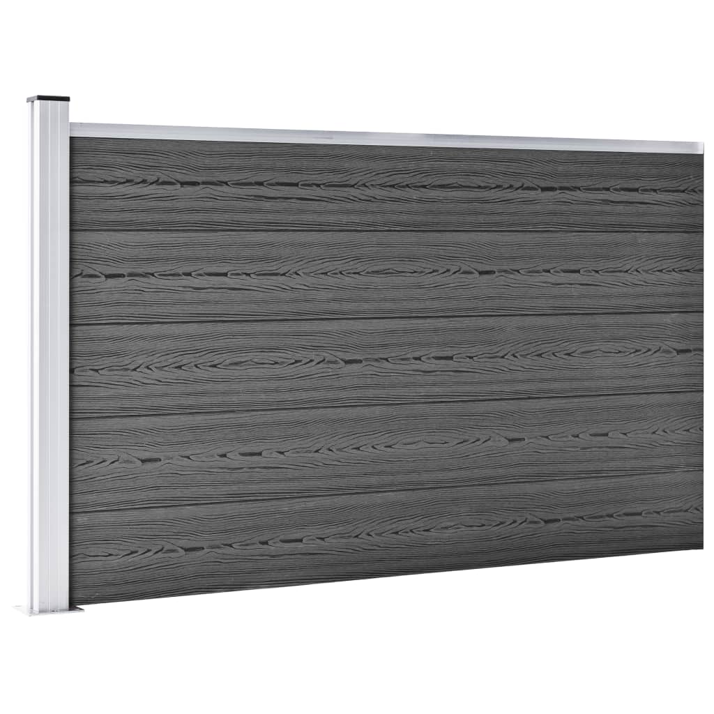 vidaXL Zestaw ogrodzeniowy z WPC, 699 x 105 cm, czarny