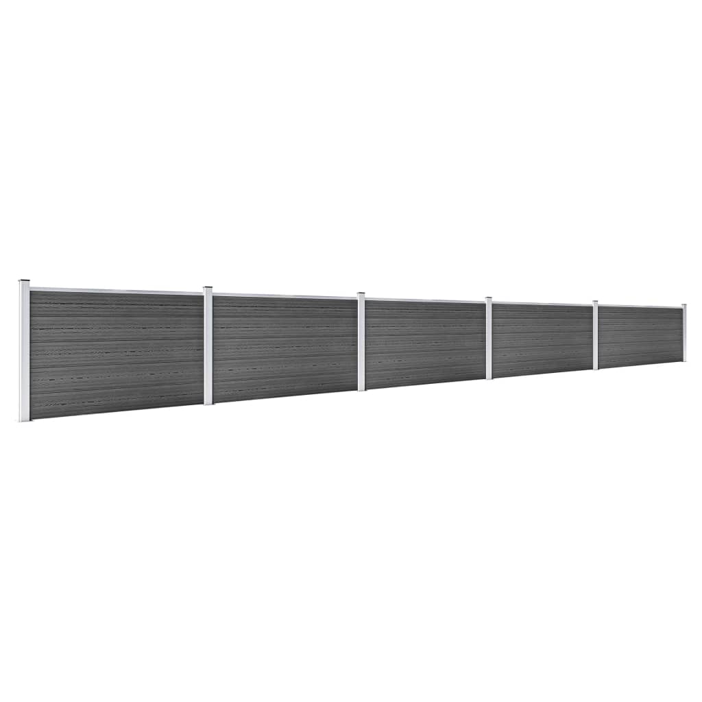 vidaXL Zestaw ogrodzeniowy z WPC, 872 x 105 cm, czarny