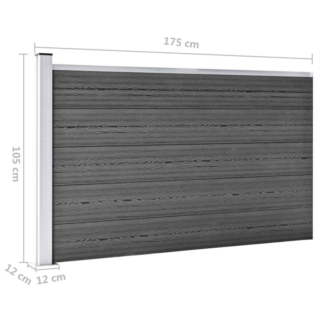 vidaXL Zestaw ogrodzeniowy z WPC, 872 x 105 cm, czarny