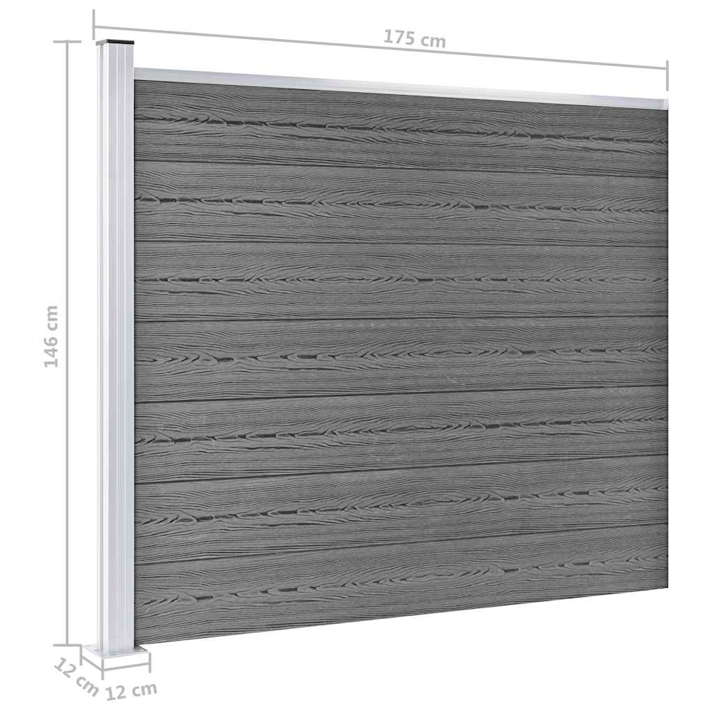 vidaXL Zestaw ogrodzeniowy z WPC, 526x146 cm, szary