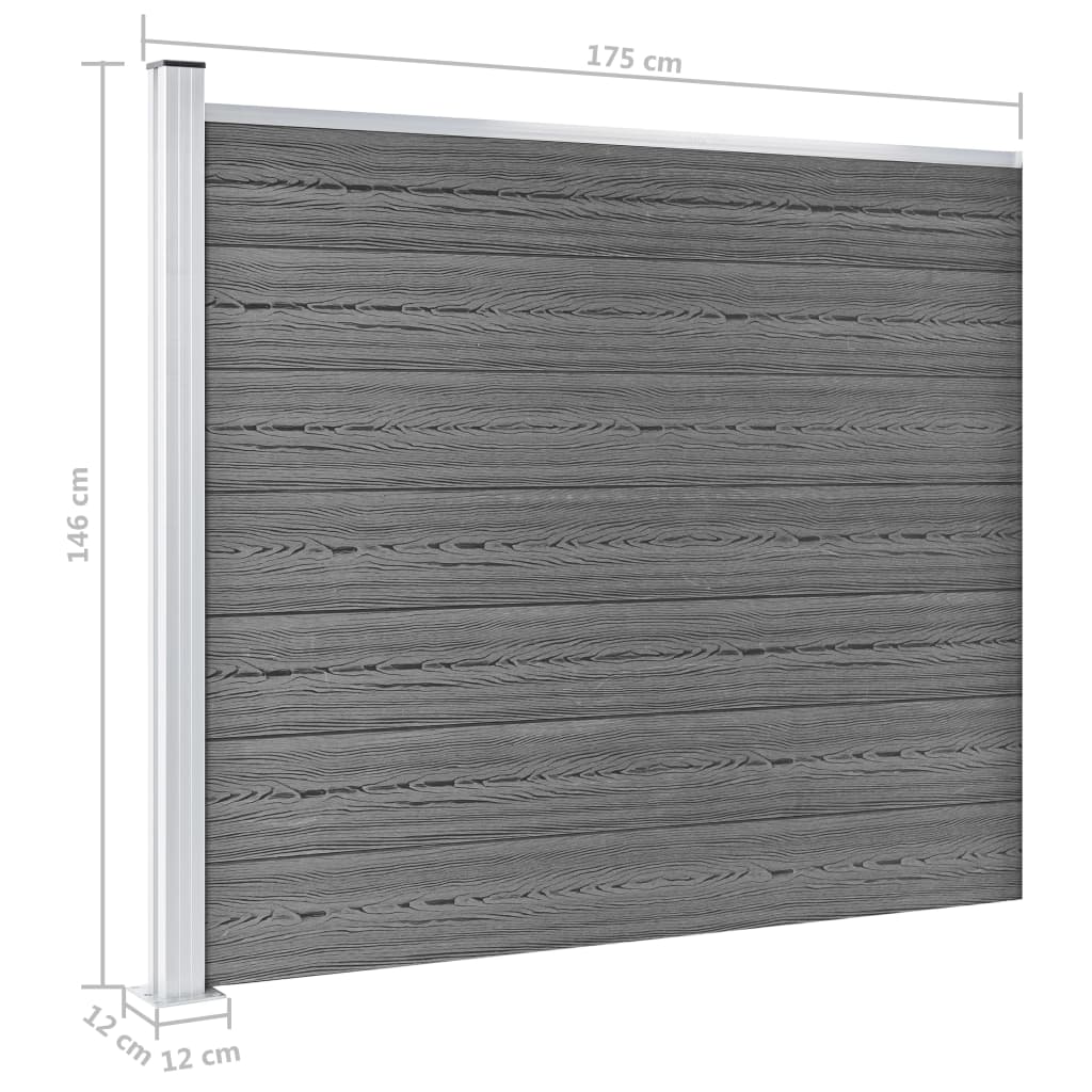 vidaXL Zestaw ogrodzeniowy z WPC, 699x146 cm, szary