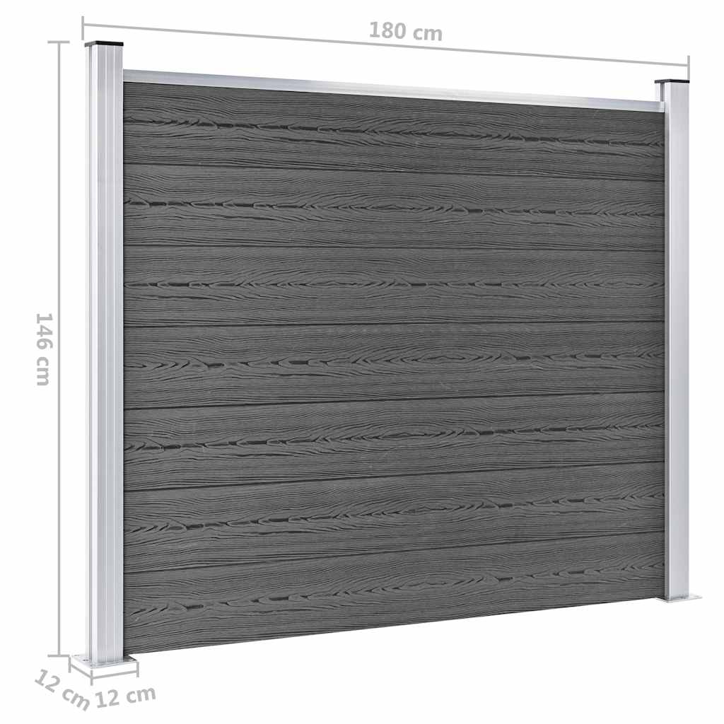 vidaXL Zestaw ogrodzeniowy z WPC, 353x146 cm, czarny