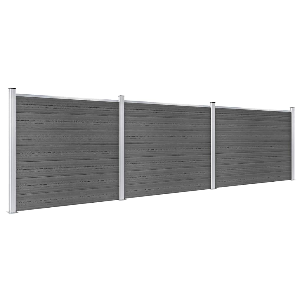 vidaXL Zestaw ogrodzeniowy z WPC, 526 x 146 cm, czarny