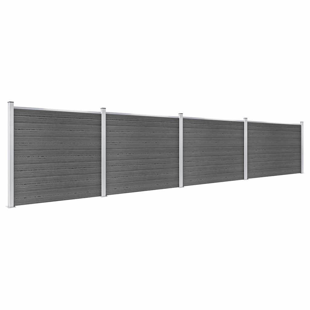 vidaXL Zestaw ogrodzeniowy z WPC, 699 x 146 cm, czarny
