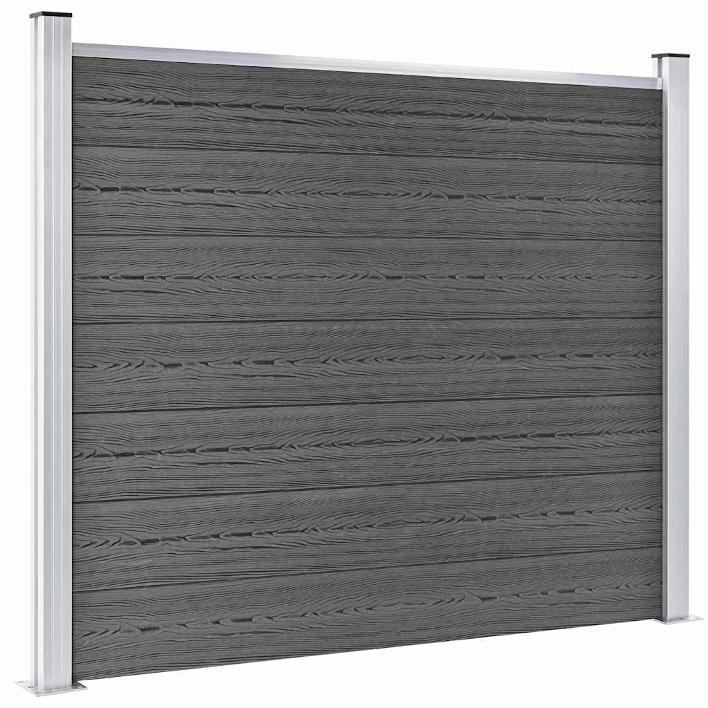 vidaXL Zestaw ogrodzeniowy z WPC, 699 x 146 cm, czarny