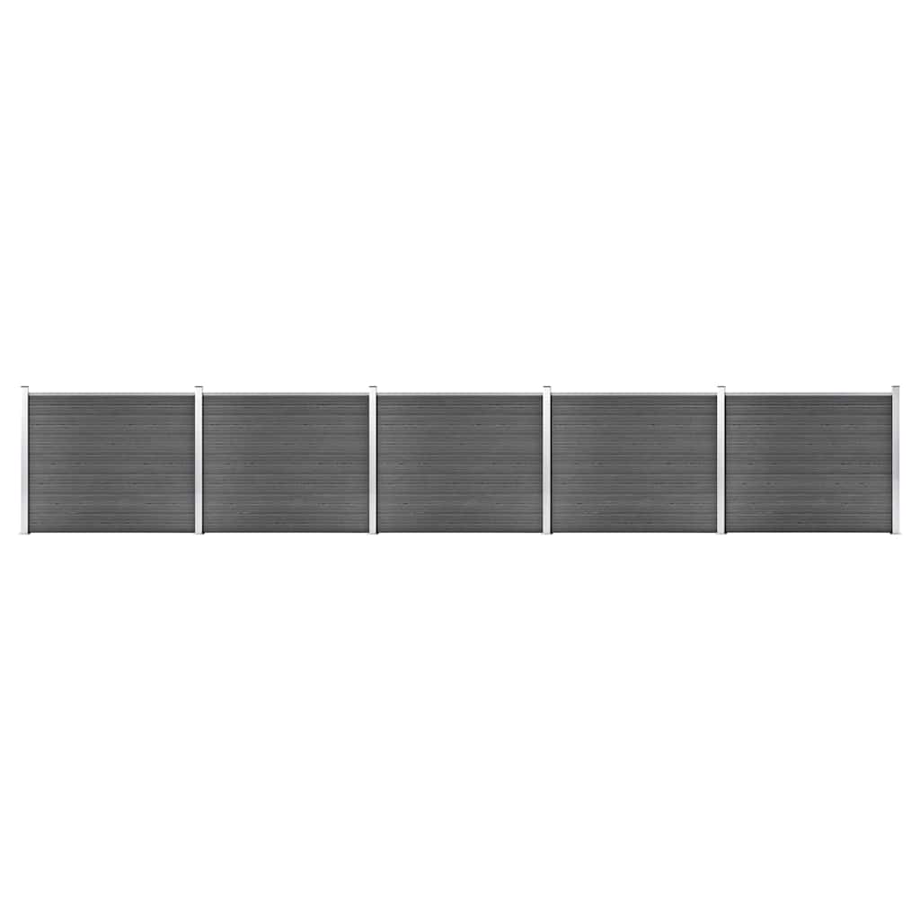 vidaXL Zestaw paneli ogrodzeniowych z WPC, 872 x 146 cm, czarny