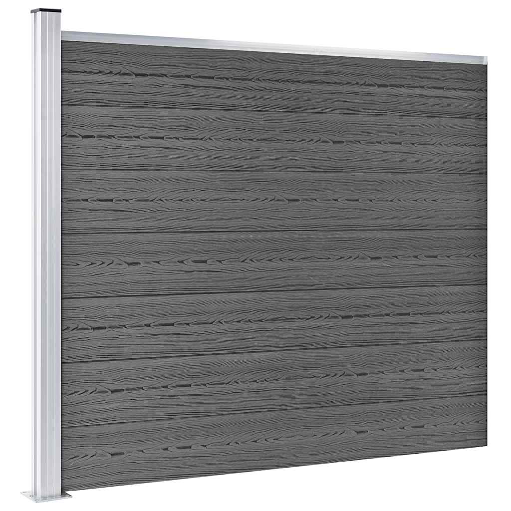 vidaXL Zestaw paneli ogrodzeniowych z WPC, 872 x 146 cm, czarny