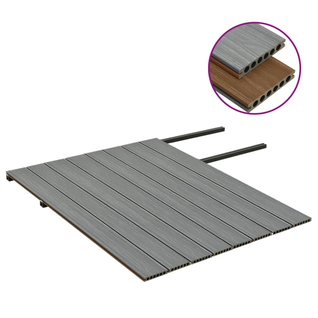 vidaXL Deski tarasowe WPC z akcesoriami, 16 m², 2,2 m, brązowo-szare