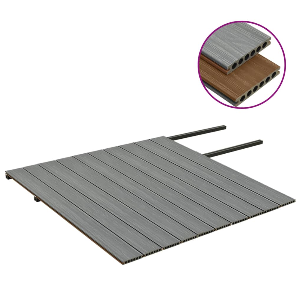 vidaXL Deski tarasowe WPC z akcesoriami, 20 m², 2,2 m, brązowo-szare