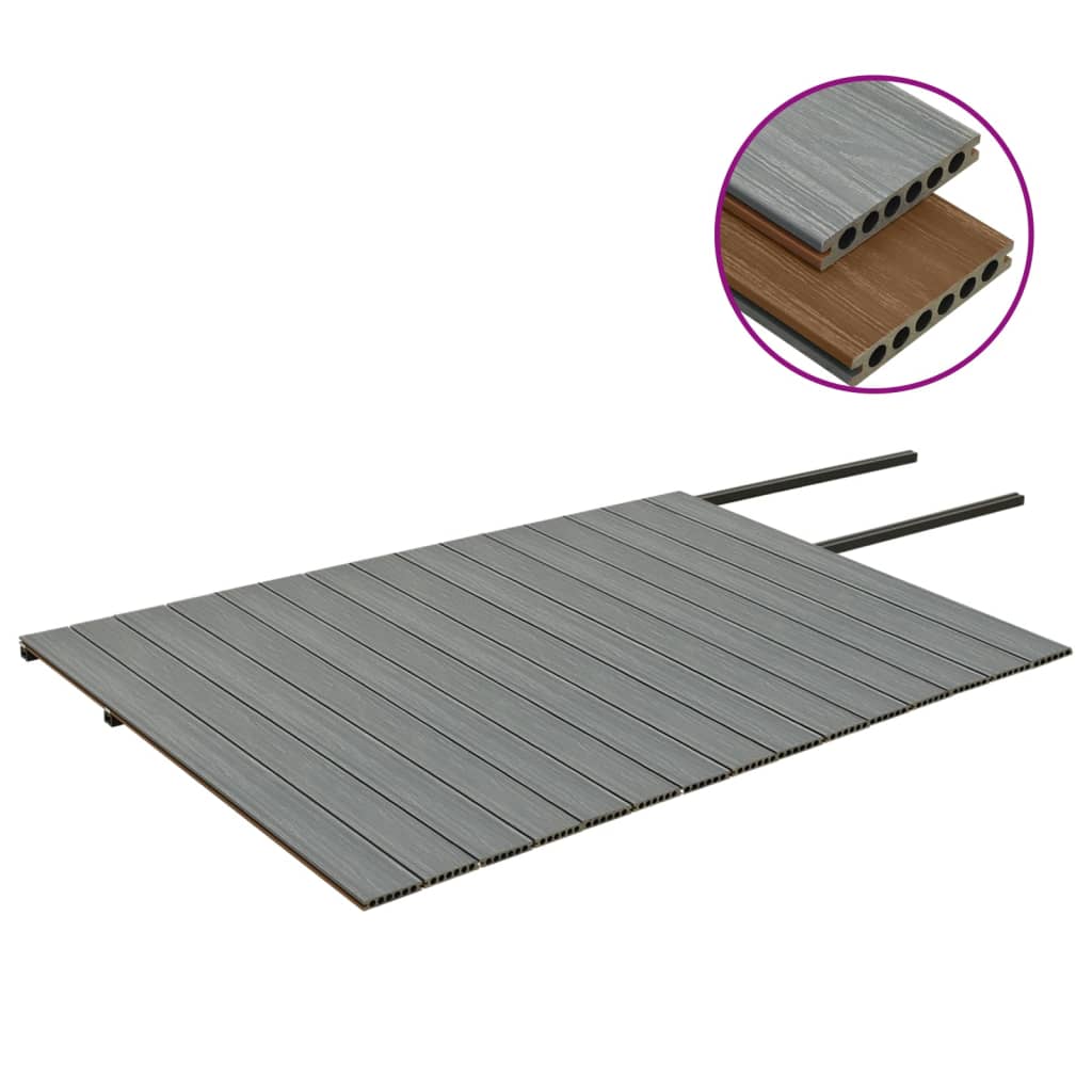 vidaXL Deski tarasowe WPC z akcesoriami, 30 m², 2,2 m, brązowo-szare