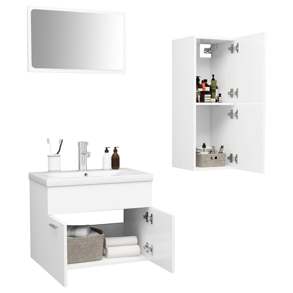 vidaXL Zestaw mebli łazienkowych, biały, materiał drewnopochodny