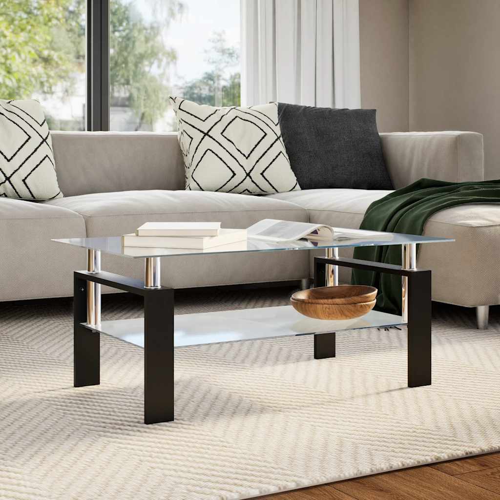 vidaXL Stolik kawowy, szaro-przezroczysty, 95x55x40 cm, szkło