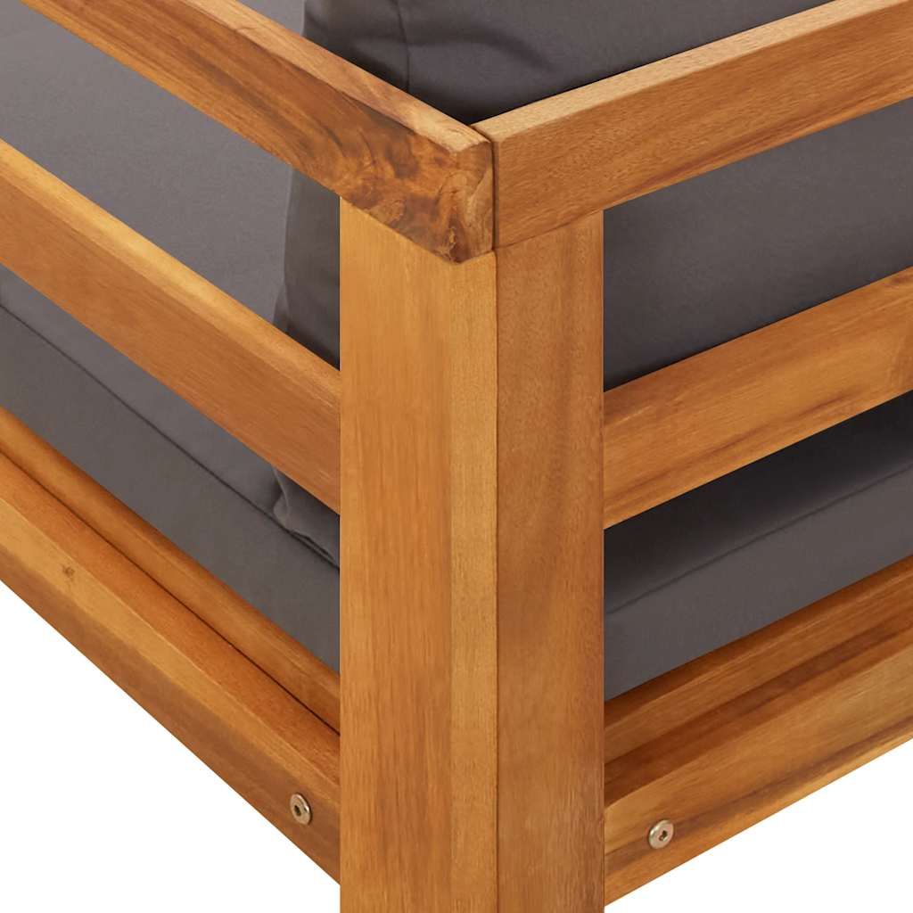 vidaXL Leżak z podłokietnikiem, ciemnoszary, lite drewno akacjowe