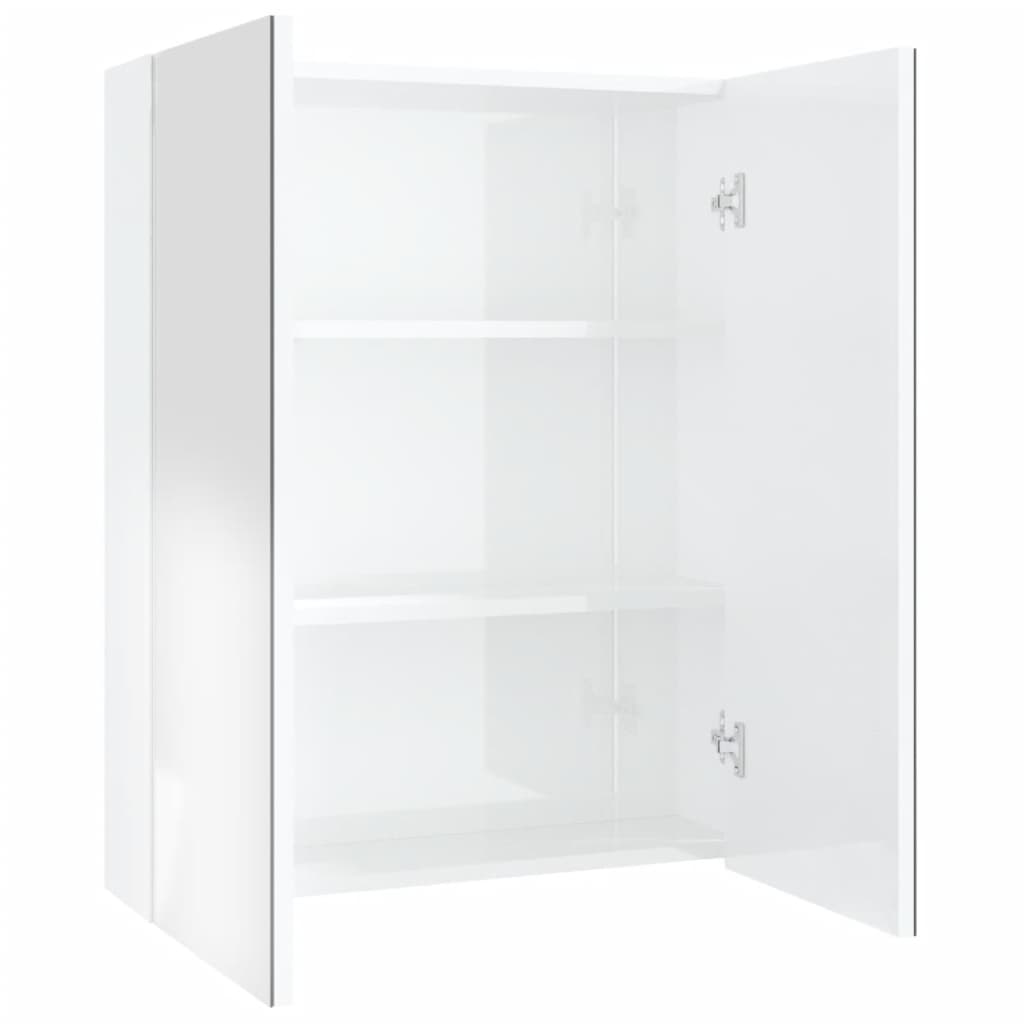vidaXL Szafka łazienkowa z lustrem, 60x15x75 cm, MDF, biel z połyskiem