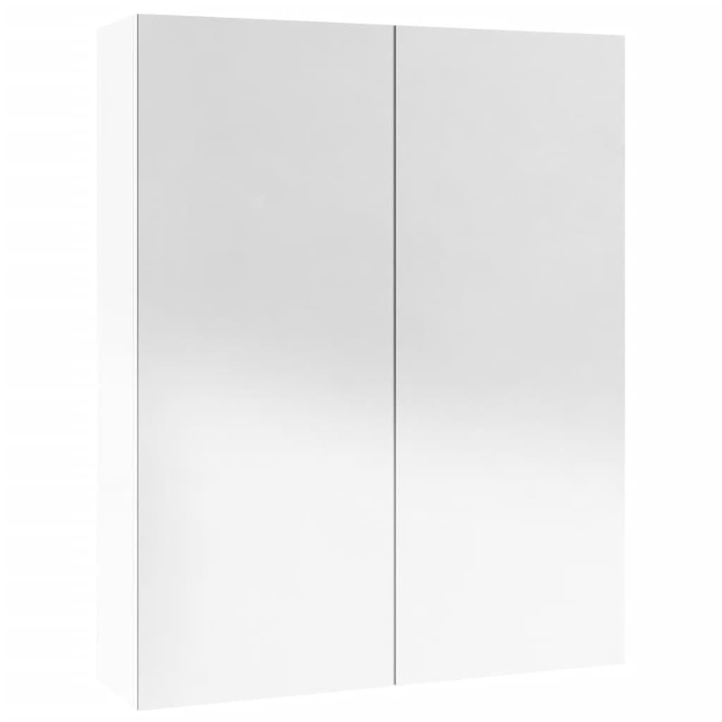 vidaXL Szafka łazienkowa z lustrem, 60x15x75 cm, MDF, biel z połyskiem
