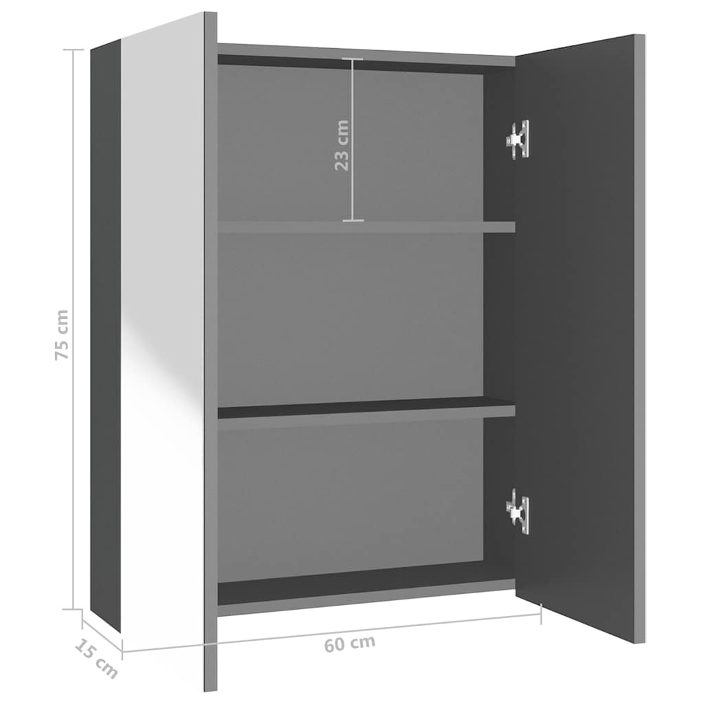 vidaXL Szafka łazienkowa z lustrem, 60x15x75 cm, MDF, antracytowa