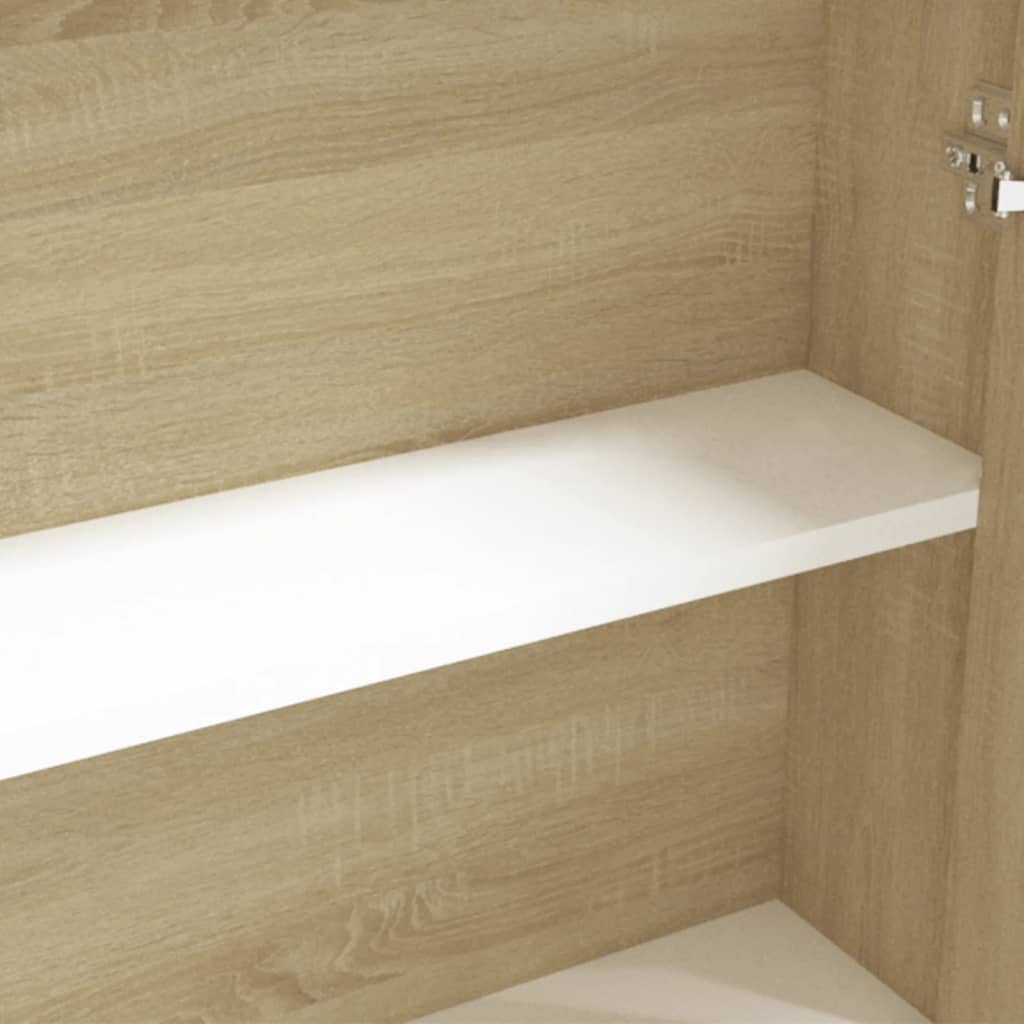 vidaXL Szafka łazienkowa z lustrem, 60x15x75 cm, MDF, biel i dąb