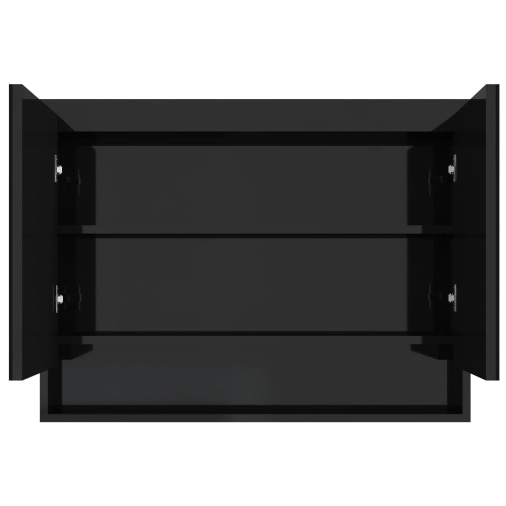 vidaXL Szafka łazienkowa z lustrem 80x15x60 cm, MDF, czerń z połyskiem