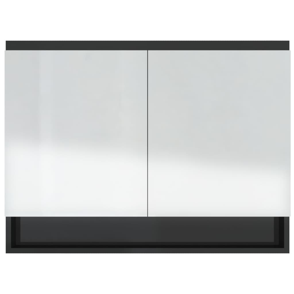 vidaXL Szafka łazienkowa z lustrem 80x15x60 cm, MDF, czerń z połyskiem