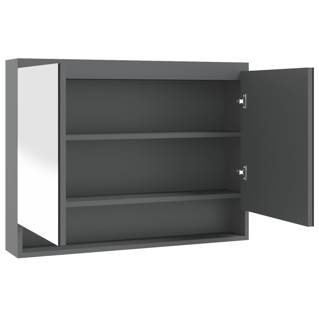 vidaXL Szafka łazienkowa z lustrem, 80x15x60 cm, MDF, szara