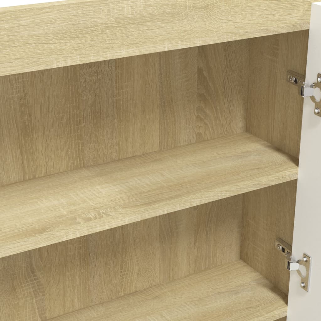 vidaXL Szafka łazienkowa z lustrem, 80x15x60 cm, MDF, biel i dąb