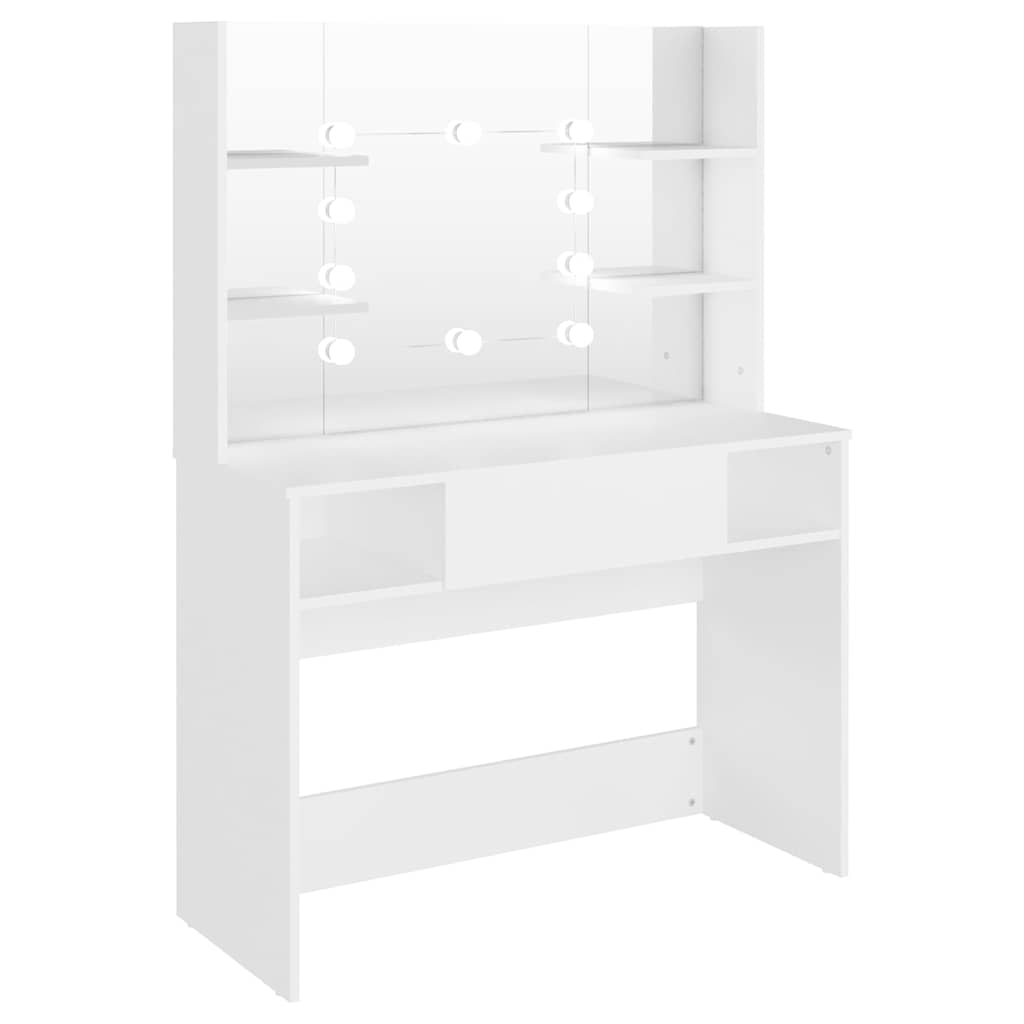 vidaXL Stolik do makijażu z oświetleniem LED 100x40x135 cm, MDF, biały