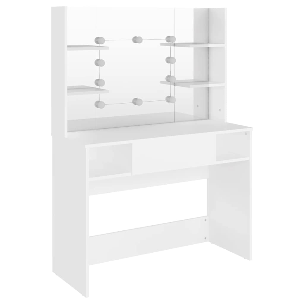vidaXL Stolik do makijażu z oświetleniem LED 100x40x135 cm, MDF, biały