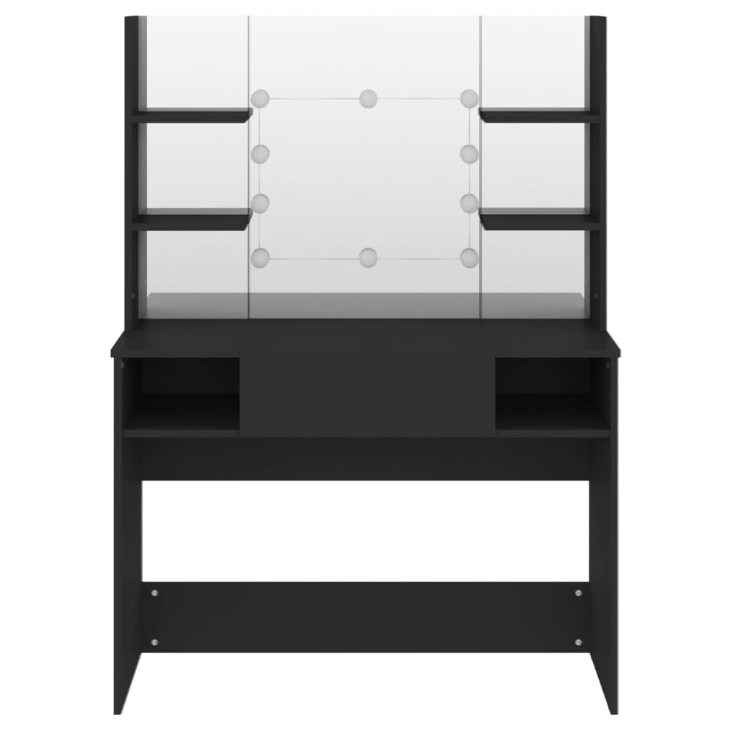 vidaXL Stolik do makijażu z LED 100x40x135 cm, MDF, czarny