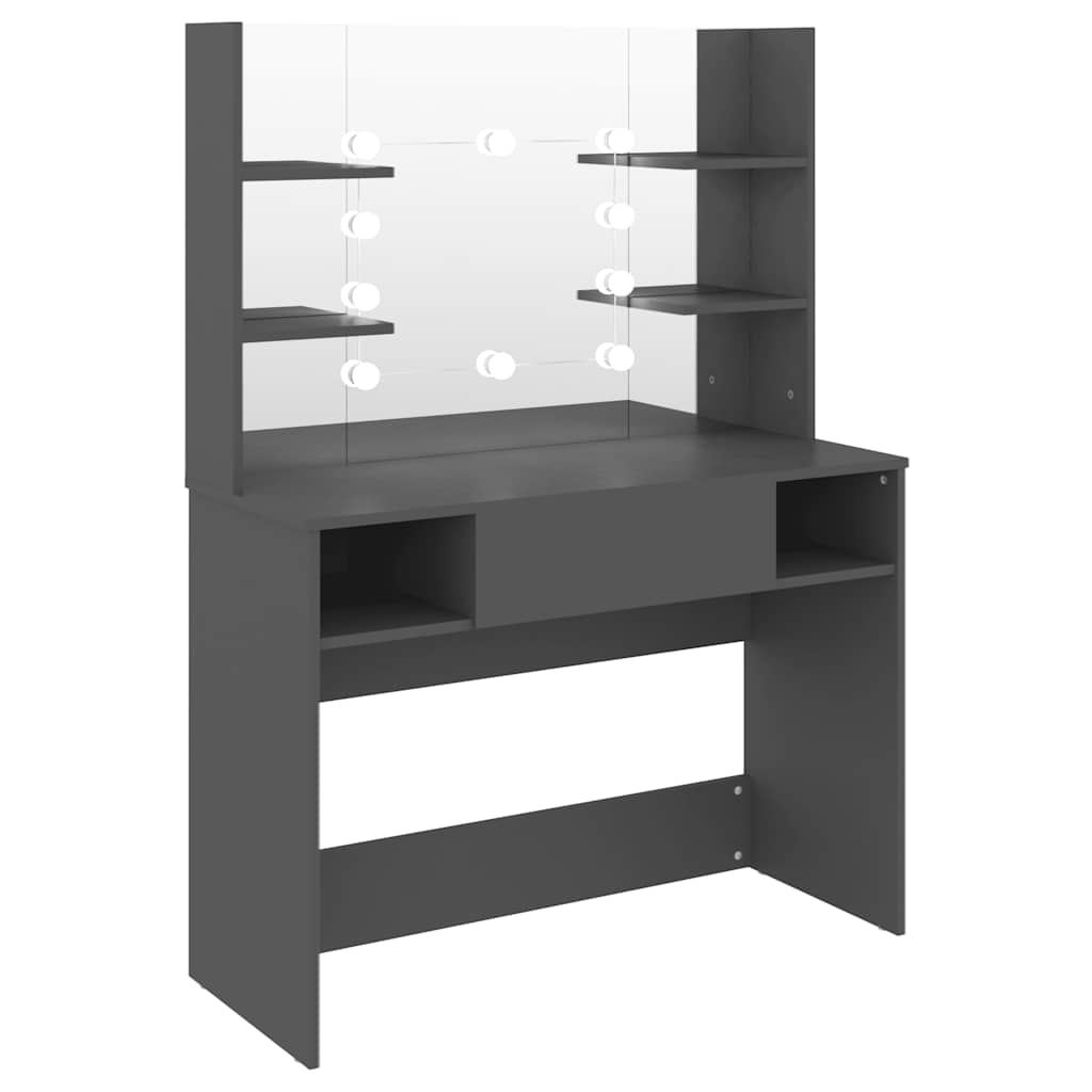 vidaXL Stolik do makijażu z LED 100x40x135 cm, MDF, szary