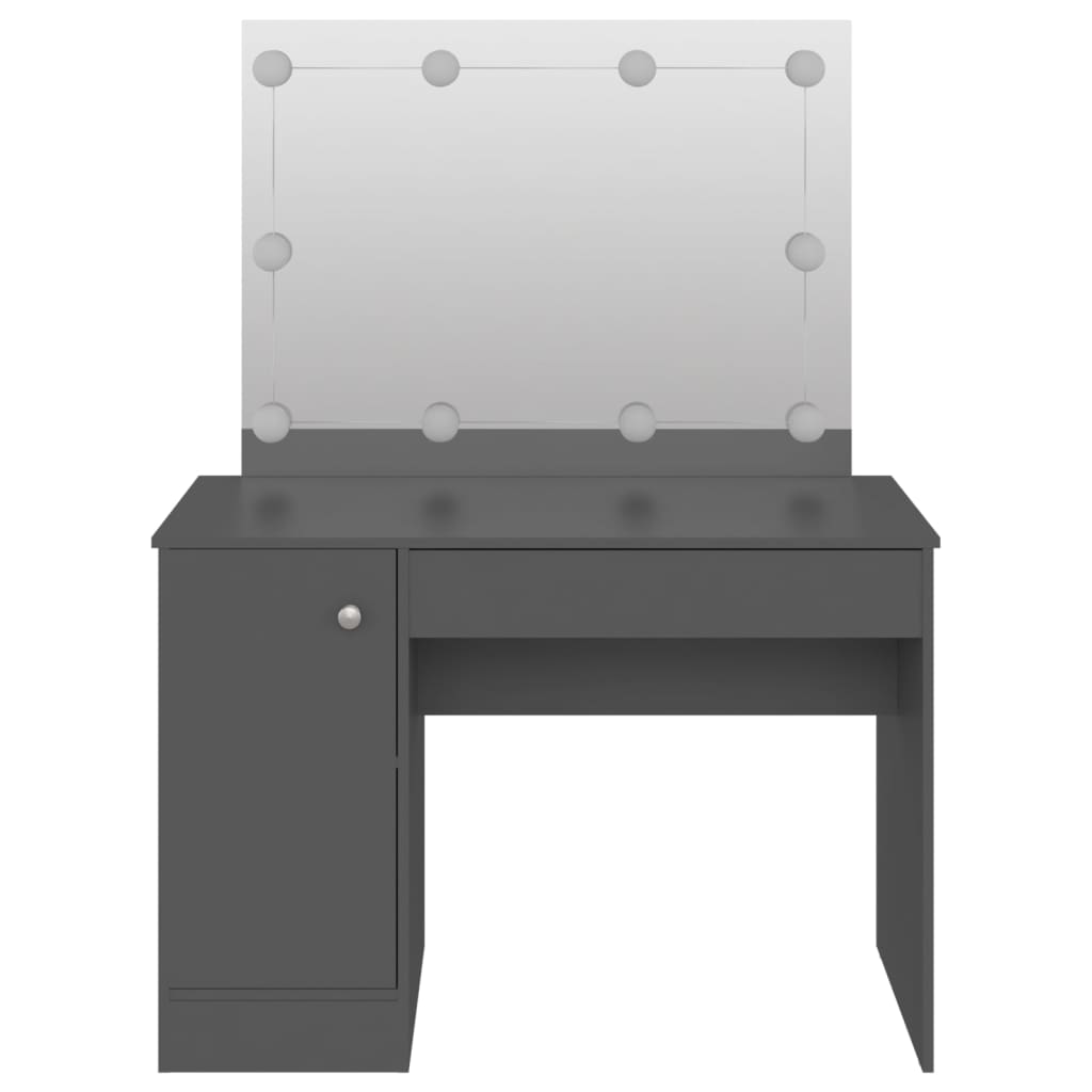 vidaXL Toaletka z oświetleniem LED, 110x55x145 cm, MDF, szara