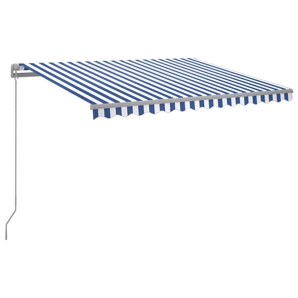 vidaXL Ręcznie zwijana markiza z LED, 300 x 250 cm, niebiesko-biała