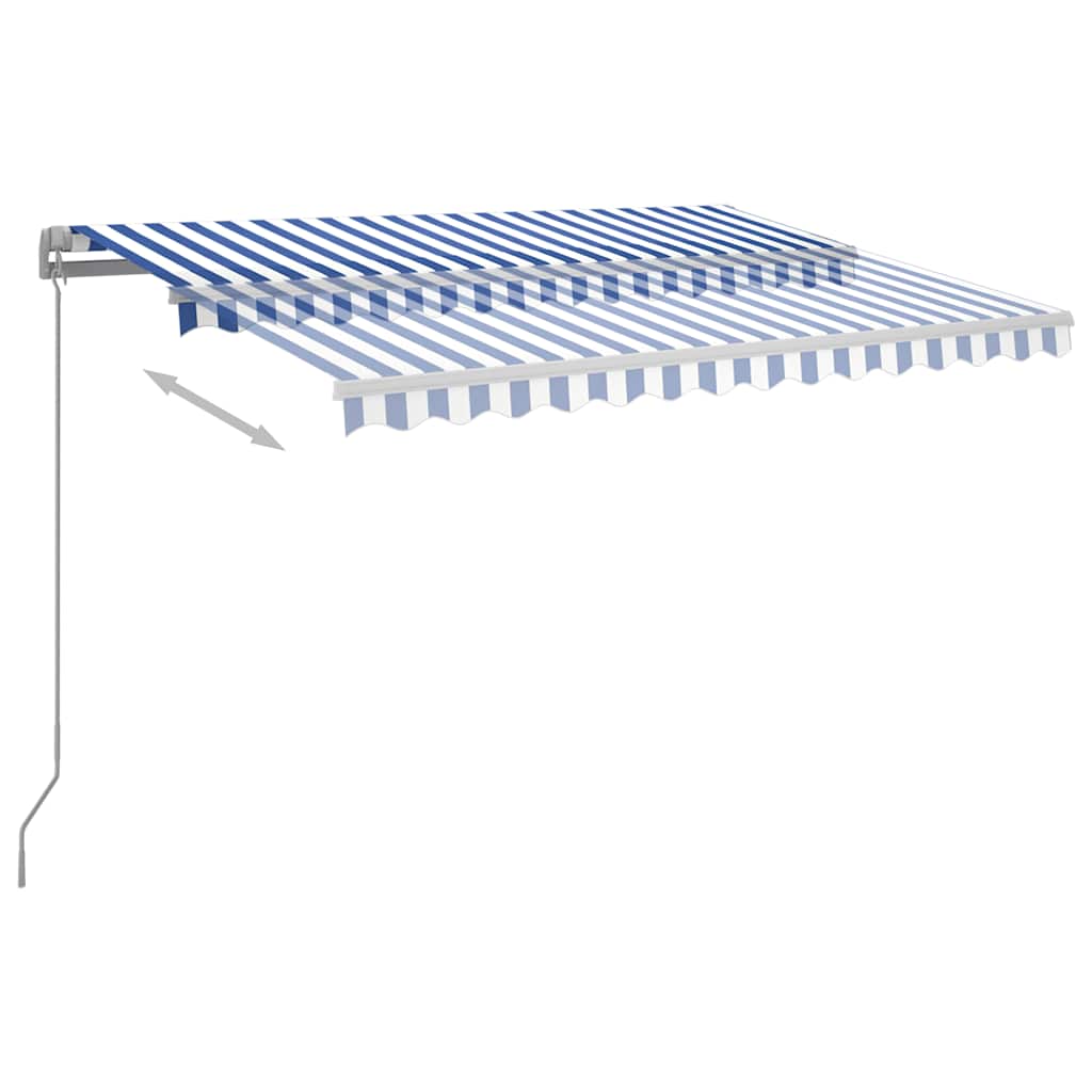 vidaXL Ręcznie zwijana markiza z LED, 300 x 250 cm, niebiesko-biała
