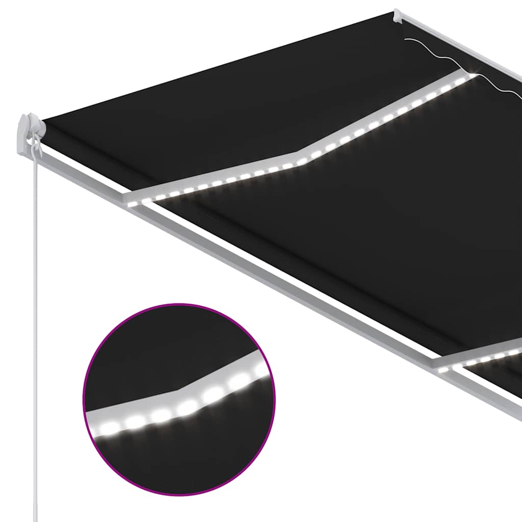vidaXL Ręcznie zwijana markiza z LED, 300 x 250 cm, antracytowa