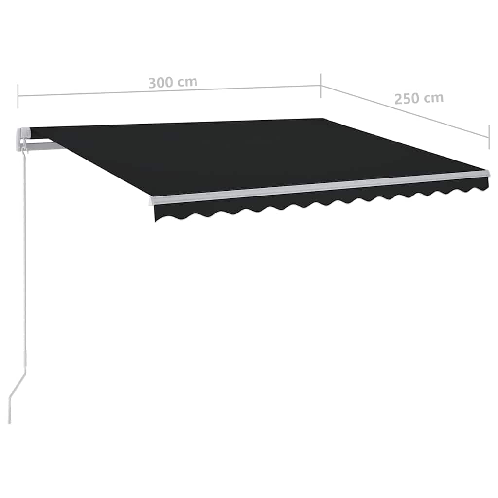 vidaXL Ręcznie zwijana markiza z LED, 300 x 250 cm, antracytowa
