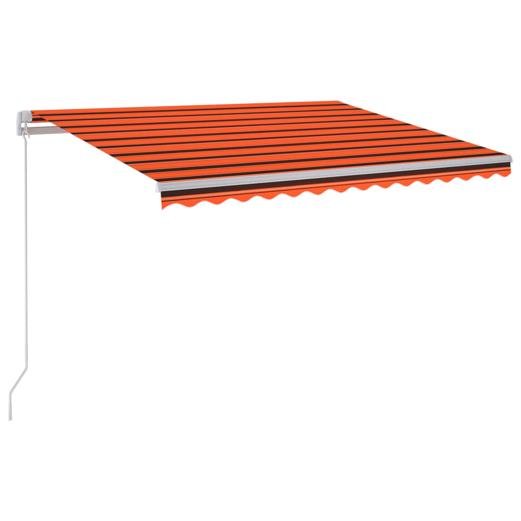 vidaXL Ręcznie zwijana markiza z LED, 300x250 cm, pomarańczowo-brązowa