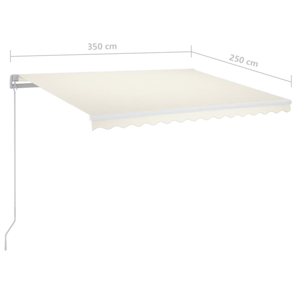 vidaXL Ręcznie zwijana markiza z LED, 350 x 250 cm, kremowa