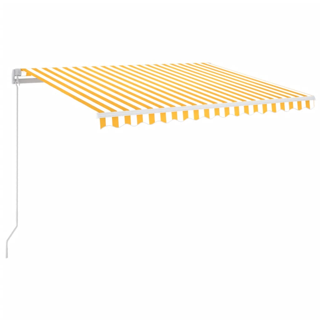 vidaXL Ręcznie zwijana markiza z LED, 350 x 250 cm, żółto-biała