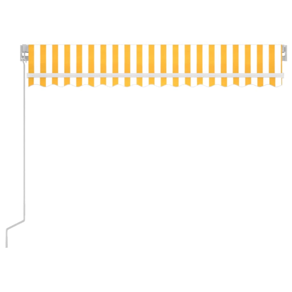 vidaXL Ręcznie zwijana markiza z LED, 350 x 250 cm, żółto-biała