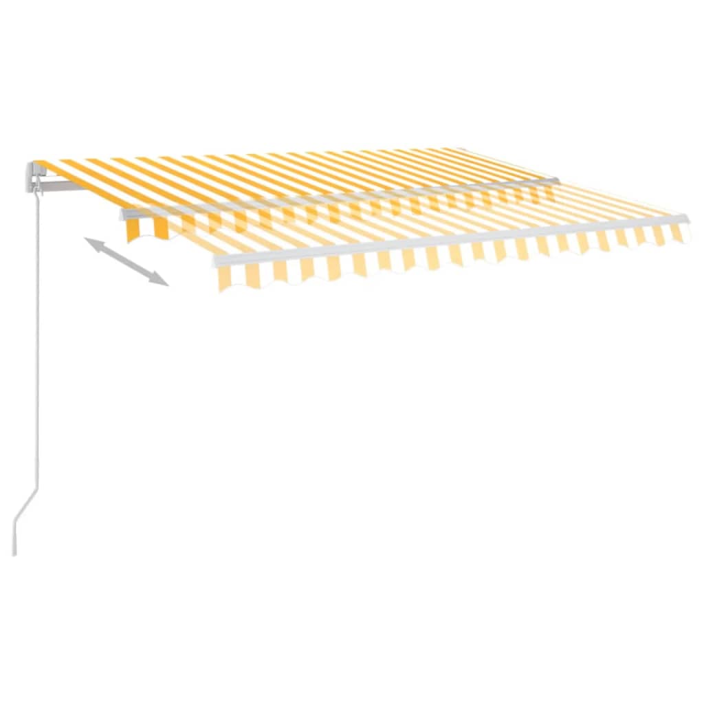 vidaXL Ręcznie zwijana markiza z LED, 350 x 250 cm, żółto-biała