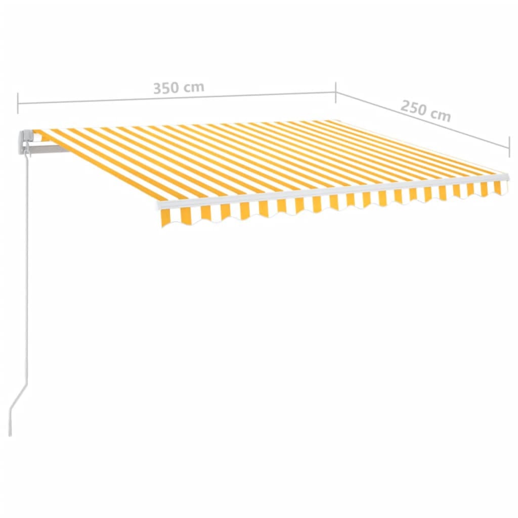 vidaXL Ręcznie zwijana markiza z LED, 350 x 250 cm, żółto-biała