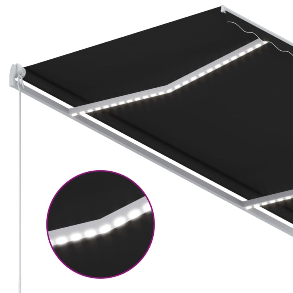 vidaXL Ręcznie zwijana markiza z LED, 350 x 250 cm, antracytowa