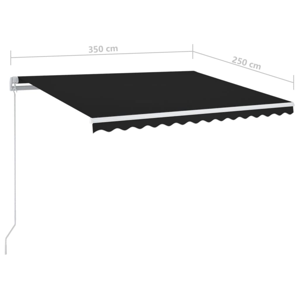 vidaXL Ręcznie zwijana markiza z LED, 350 x 250 cm, antracytowa