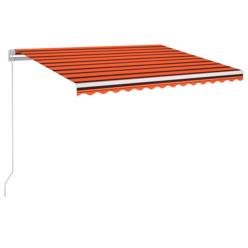 vidaXL Ręcznie zwijana markiza z LED, 350x250 cm, pomarańczowo-brązowa