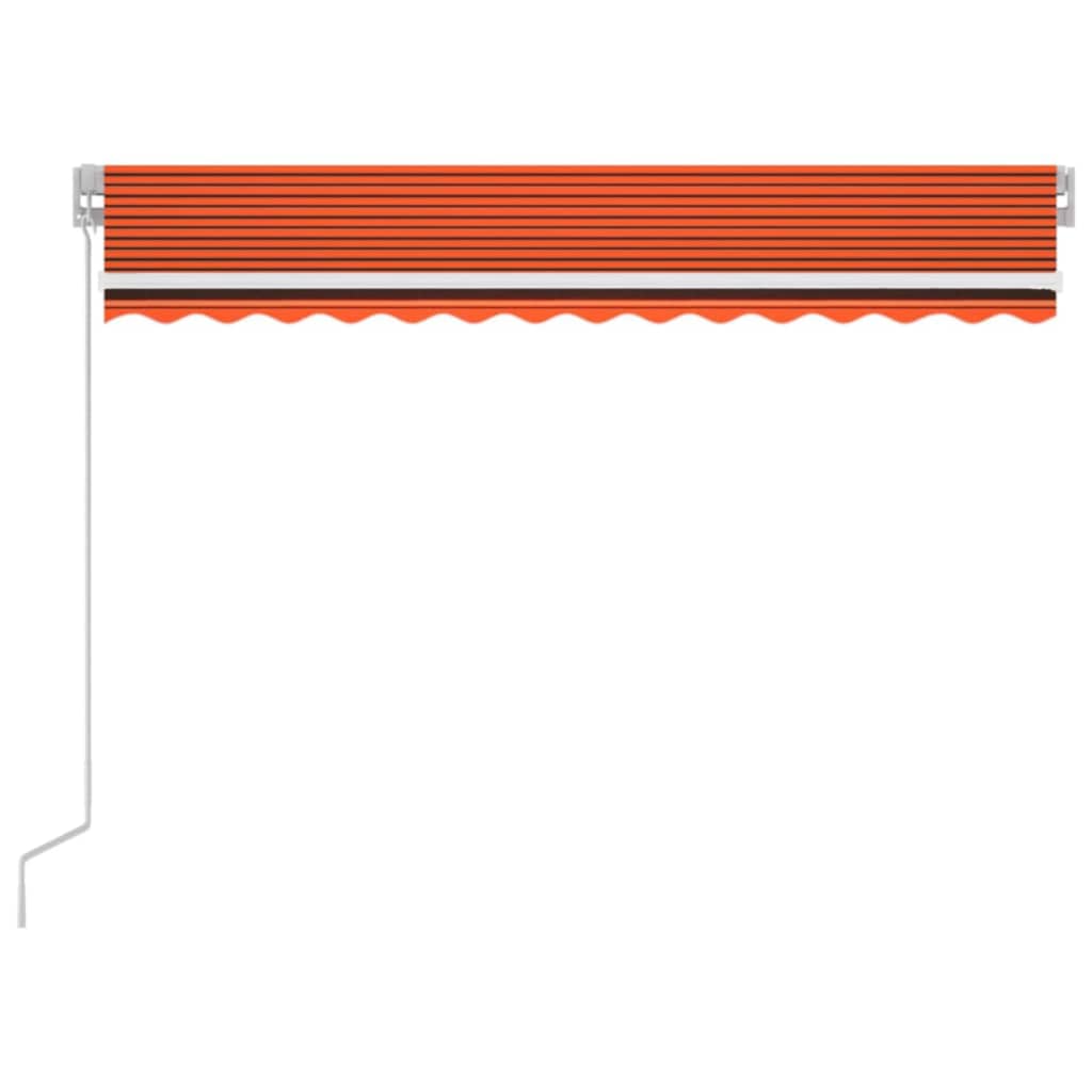 vidaXL Ręcznie zwijana markiza z LED, 350x250 cm, pomarańczowo-brązowa