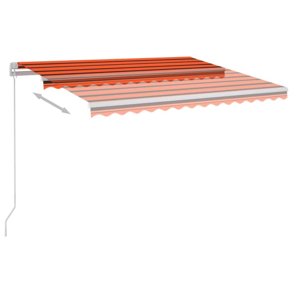 vidaXL Ręcznie zwijana markiza z LED, 350x250 cm, pomarańczowo-brązowa