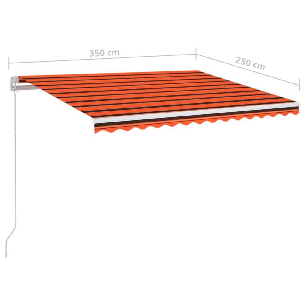 vidaXL Ręcznie zwijana markiza z LED, 350x250 cm, pomarańczowo-brązowa
