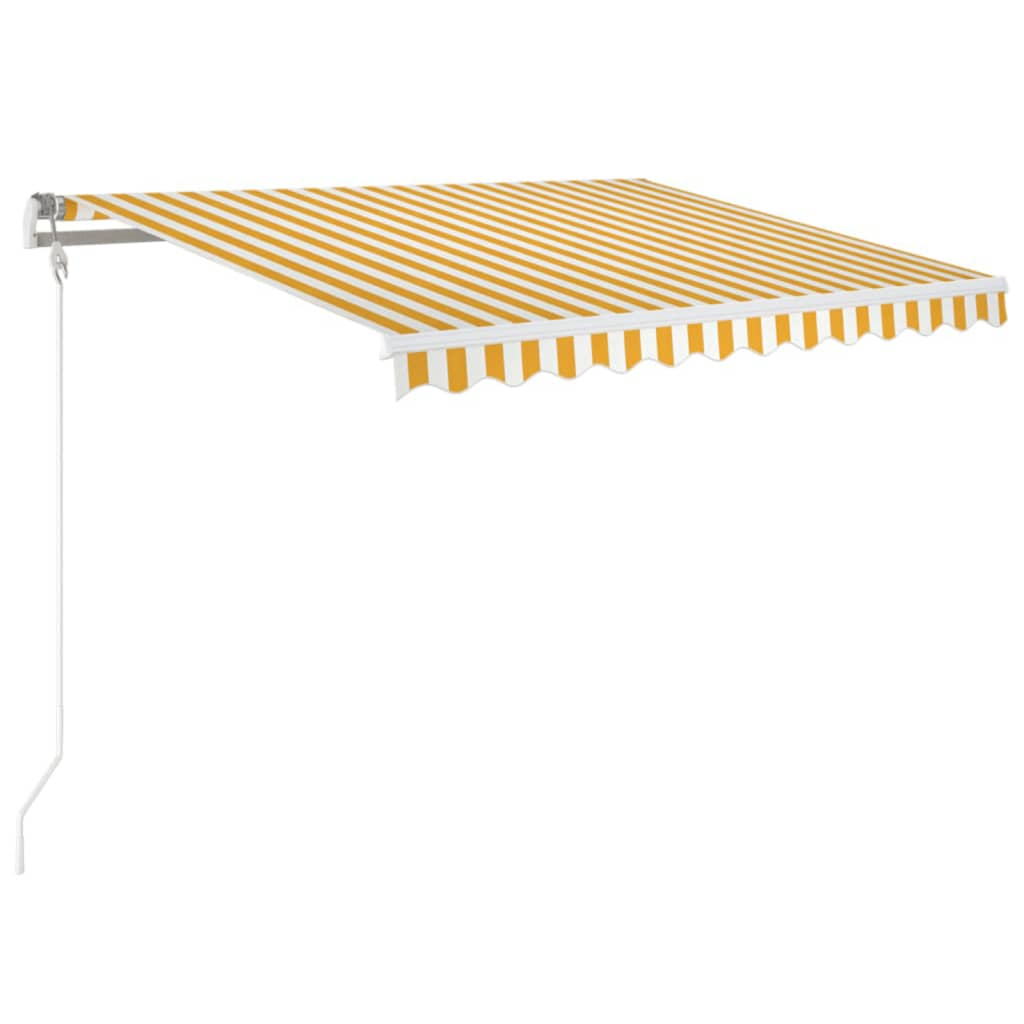 vidaXL Automatycznie zwijana markiza, 350 x 250 cm, żółto-biała