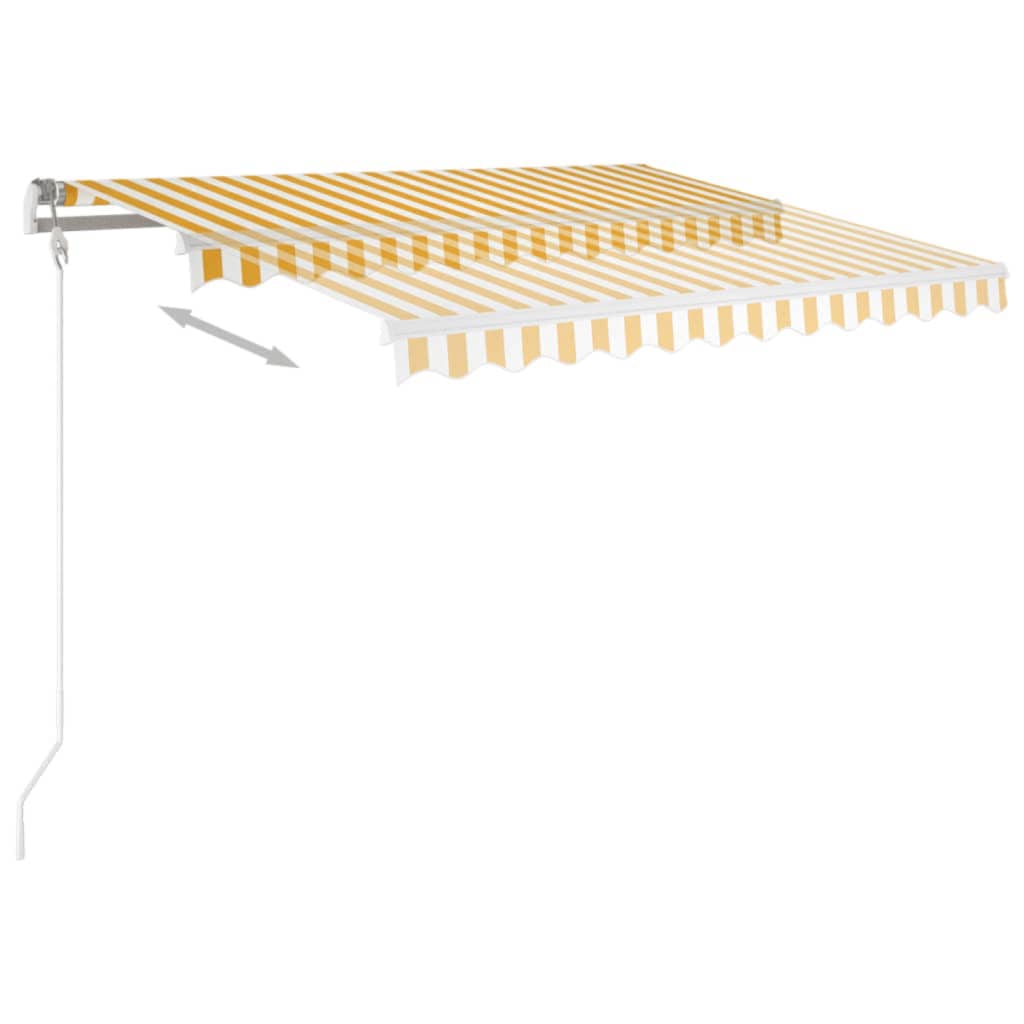 vidaXL Automatycznie zwijana markiza, 350 x 250 cm, żółto-biała